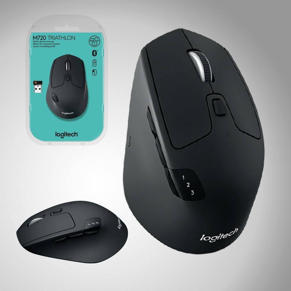 Logitech M720 Triathlon Mouse Ottico Wireless Bluetooth - Ergonomico Con Ricevitore USB, Nero