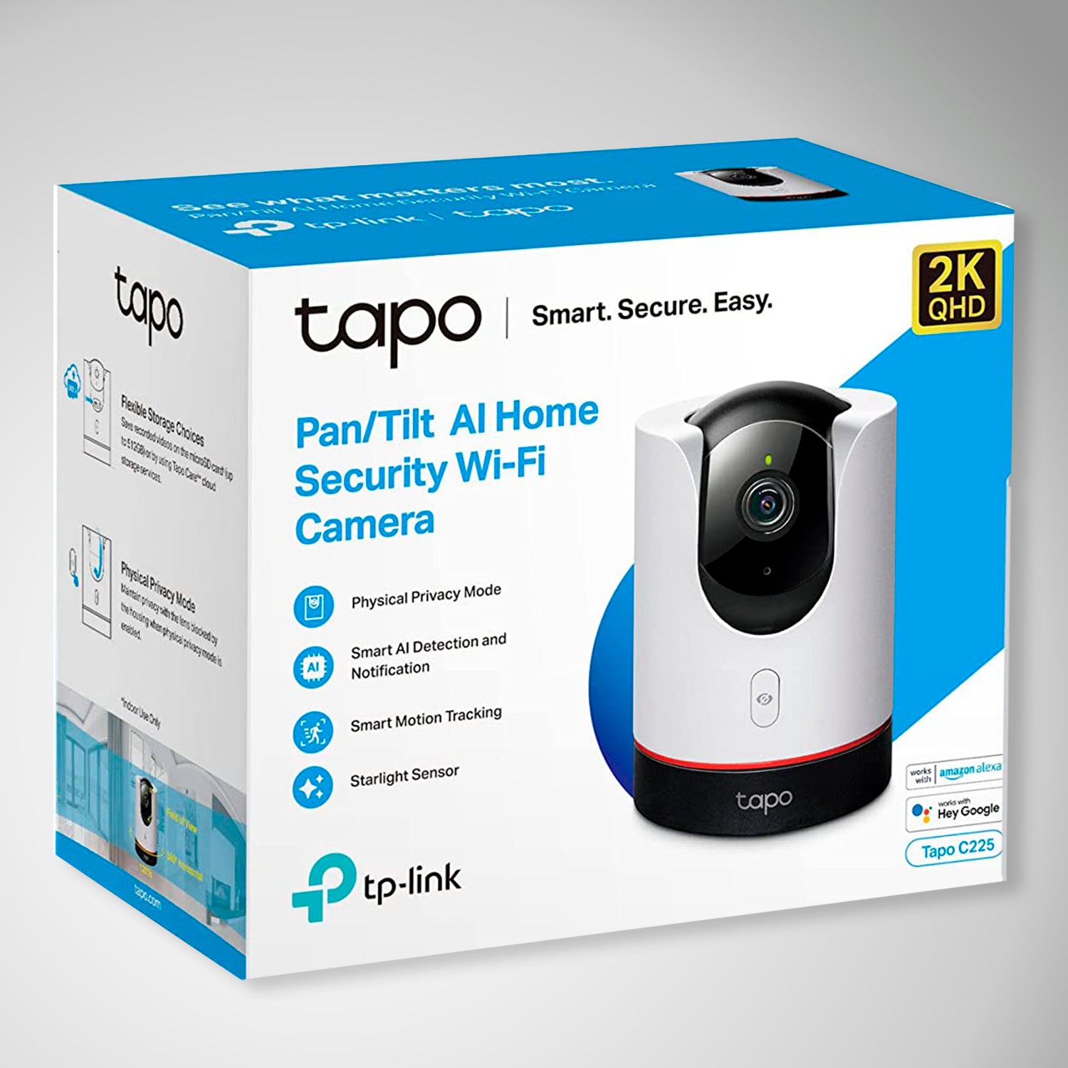 Tapo C225, Cámara inteligente Wi-Fi de seguridad para el hogar con  movimiento horizontal y vertical