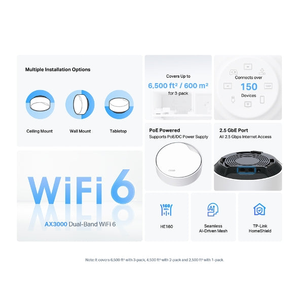 Tp Link Deco X50-POE MESH AX3000 WIFI 6 HOME (PACK X3) - Achorao