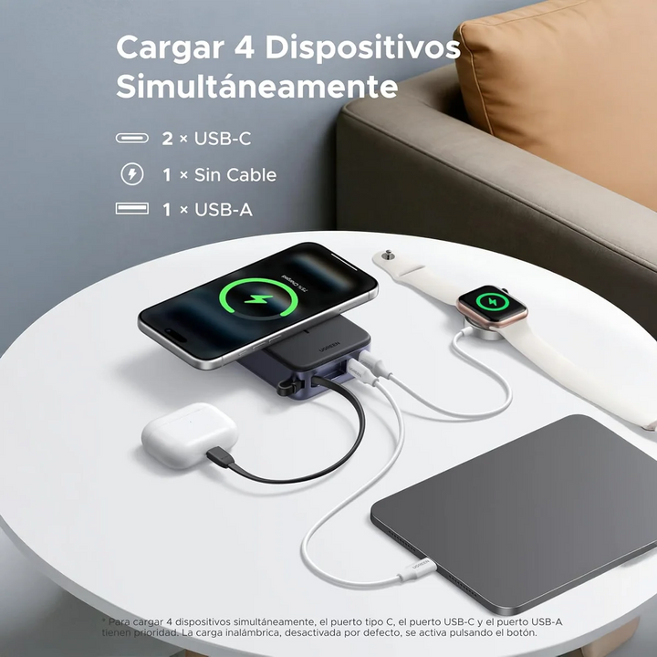 Power Bank Magnetico Ugreen 15w, 20000mAh, con cable tipo - C, PB567 - Achorao