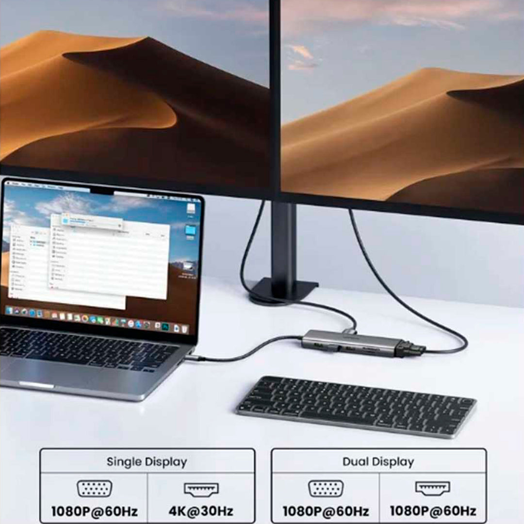 Adaptador hub USB-C UGREEN CM639 11 en 1 Multifuncción - Achorao