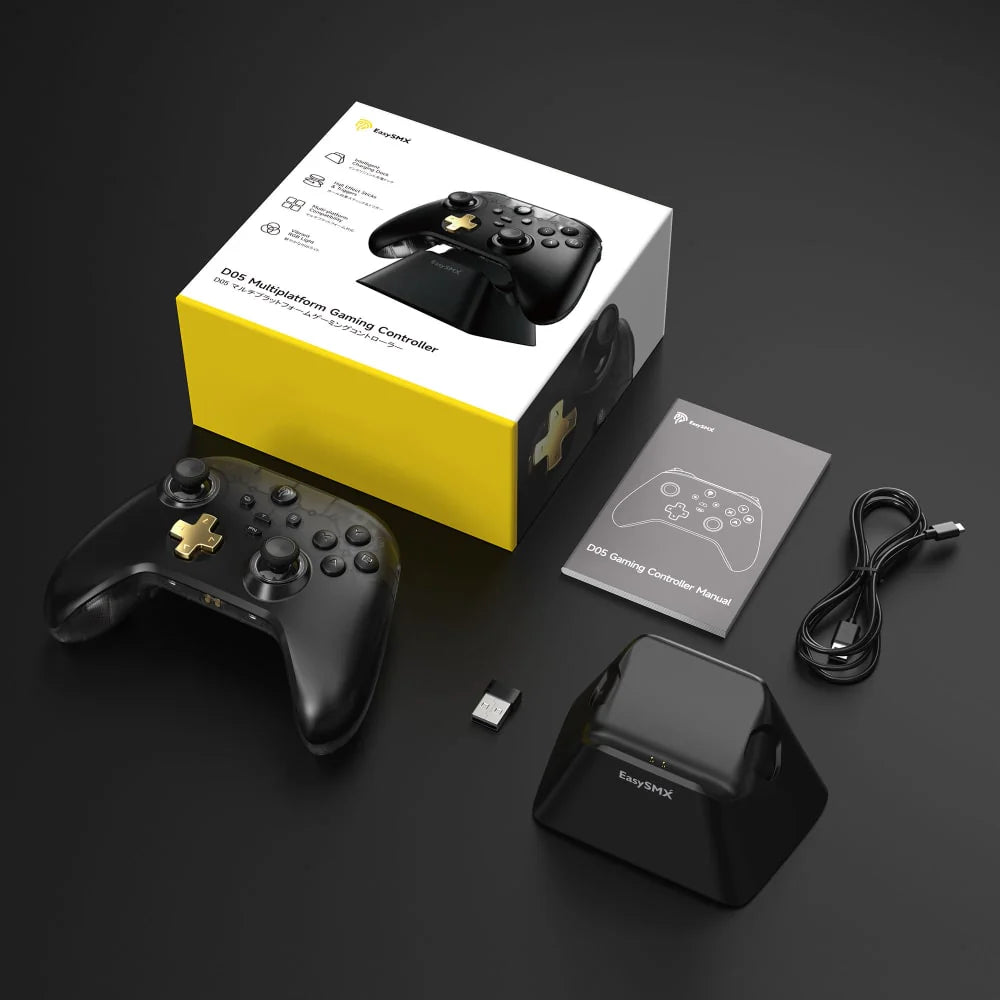 Mando Inalámbrico EasySMX D05 Black, Wifi, BT, con base de carga, RGB - Achorao