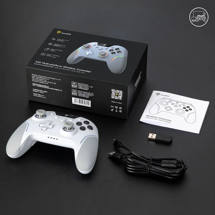 Mando Inalámbrico EasySMX X20 White, Wifi, BT, con bloqueo de gatillo y sensores de efecto hall - Achorao