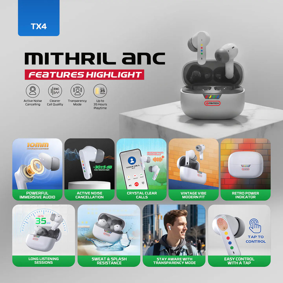 Audífonos inalámbricos FANTECH Mithril ANC TX4 GY