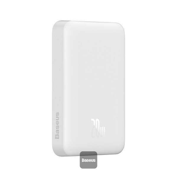 Mini PowerBank inalámbrico magnético Baseus, 10000 mAh, 20W Carga rápida, con cable tipo C, color Blanco