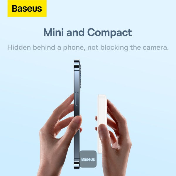 Mini PowerBank inalámbrico magnético Baseus, 10000 mAh, 20W Carga rápida, con cable tipo C, color Blanco
