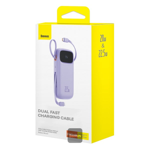 Power Bank Baseus Qpow2 Dual fast charging cables 10000mAh 22.5W Lightning + C - Achorao