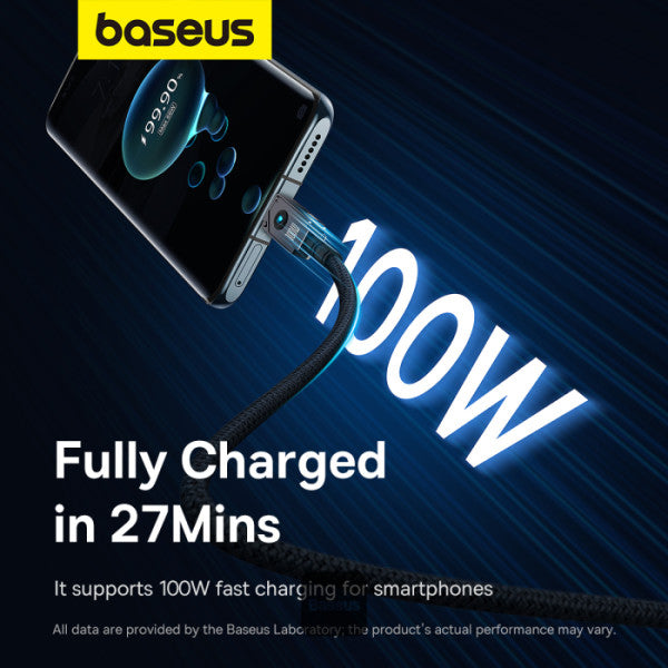 Cable de carga rápida Baseus Unbreakable Series, USB-C a USB-C, transferencia de datos, 100 W, 1 m - Achorao