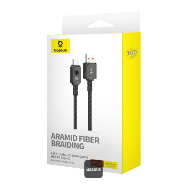 Cable de carga rápida Baseus Unbreakable Series, USB-C a USB-C, transferencia de datos, 100 W, 1 m - Achorao