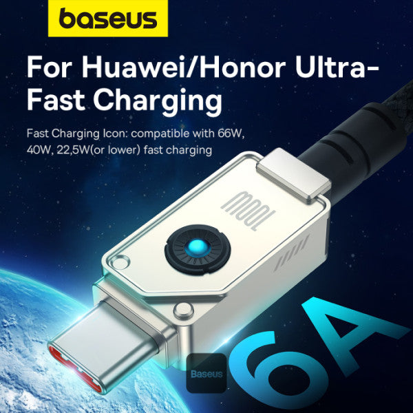 Cable de carga rápida Baseus Unbreakable Series, USB-C a USB-C, transferencia de datos, 100 W, 1 m - Achorao