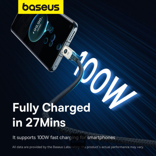 Cable de carga rápida Baseus Unbreakable Series, USB-C a USB-C, transferencia de datos, 100 W, 1 m - Achorao