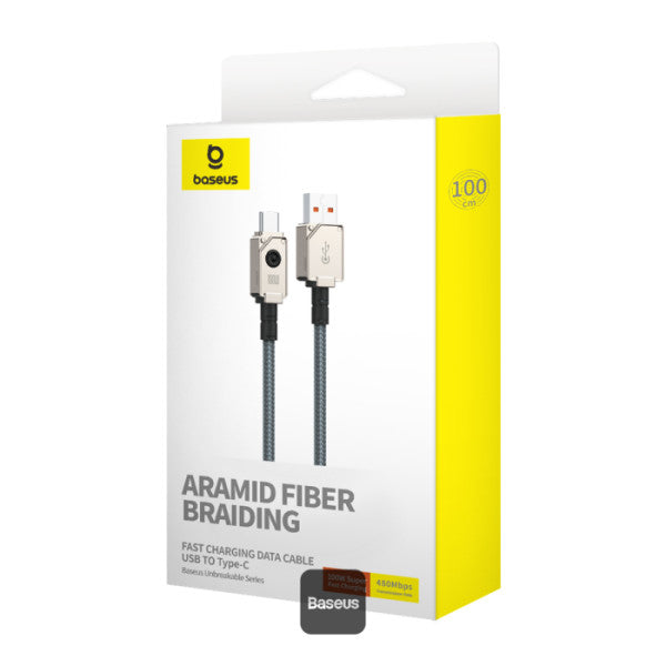 Cable de carga rápida Baseus Unbreakable Series, USB-C a USB-C, transferencia de datos, 100 W, 1 m - Achorao