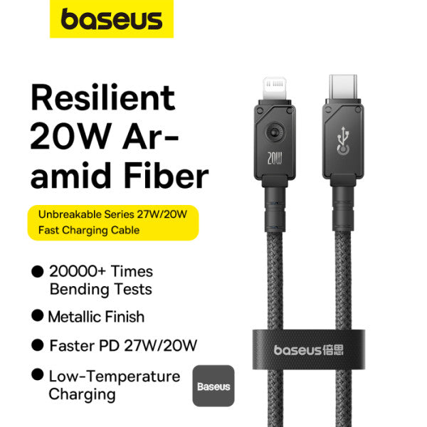 Cable de carga rápida Baseus Unbreakable Series, USB-C a USB-C, transferencia de datos, 100 W, 1 m - Achorao