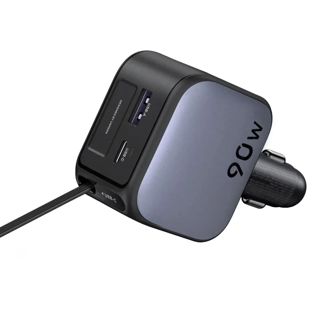Cargador para autos UGREEN 90W carga rápida con cable retractil EC603 55909B