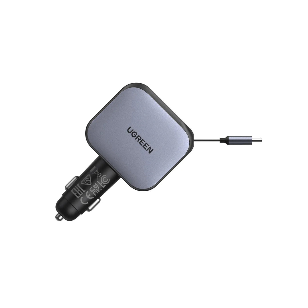 Cargador para autos UGREEN 90W carga rápida con cable retractil EC603 55909B