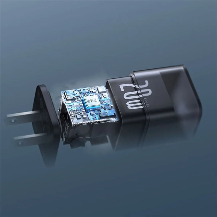 Cargador rápido USB-C Baseus GaN5S 20 W, 1 puerto, enchufe US - Achorao