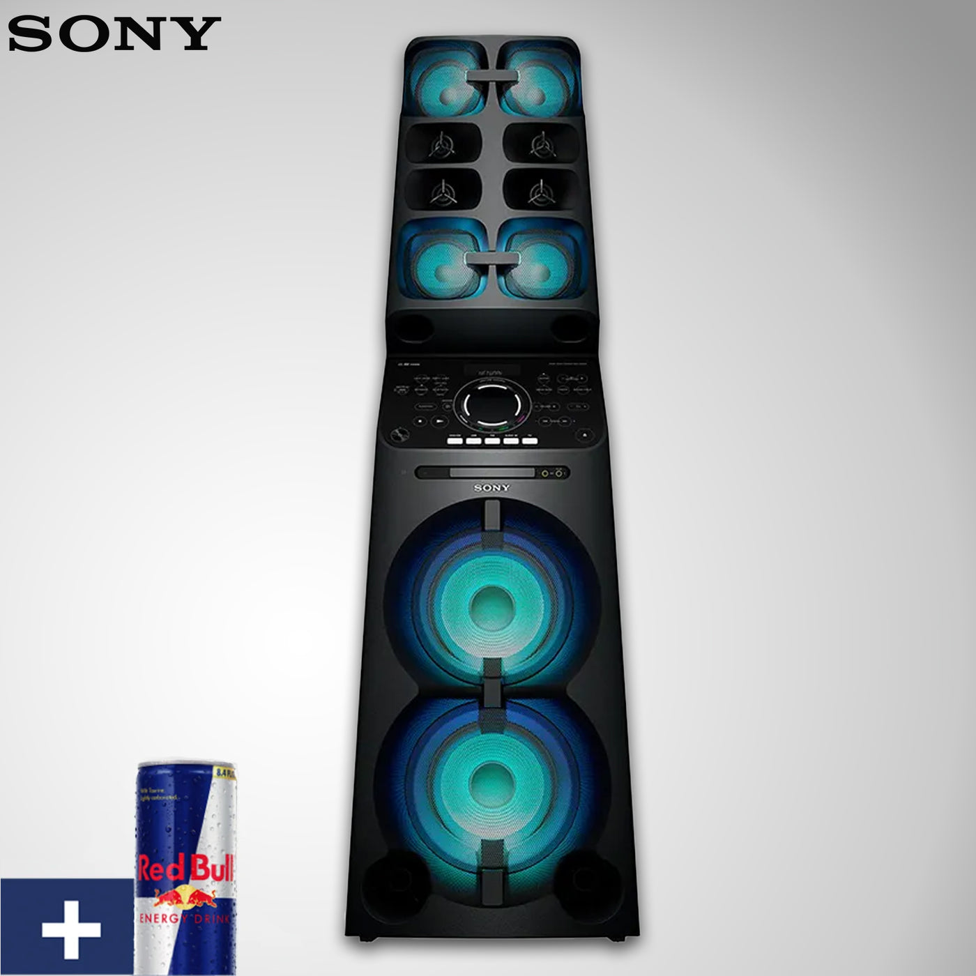 Sony MHC-V90DW - Sistema de Audio de Alta Potencia (13 Altavoces Apilados; Bluetooth, LDAC, DVD, HDMI, USB, Modo Karaoke, Entrada de Guitarra, iluminación LED, Efectos de DJ, asa y Ruedas)