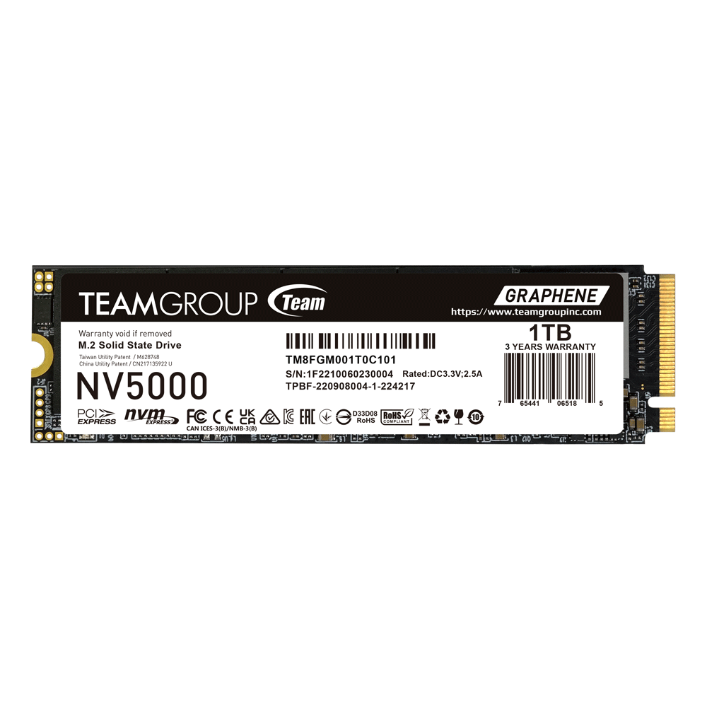 Unidad de estado Solido TEAMGROUP NV5000 M.2 PCle4.0 SSD M.2 1TB - Achorao