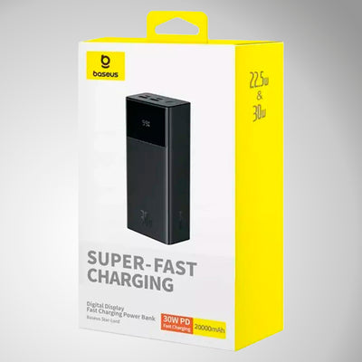 Power Bank de carga rápida con pantalla digital 20000mAh 30W Cluster Black Baseus Star-Lord - Achorao
