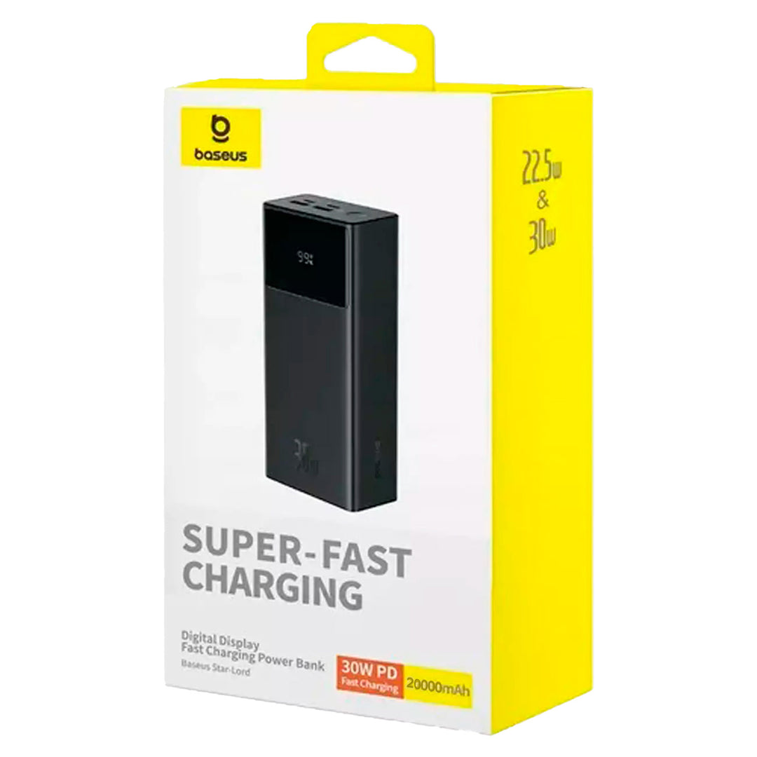 Power Bank de carga rápida con pantalla digital 20000mAh 30W Cluster Black Baseus Star-Lord - Achorao