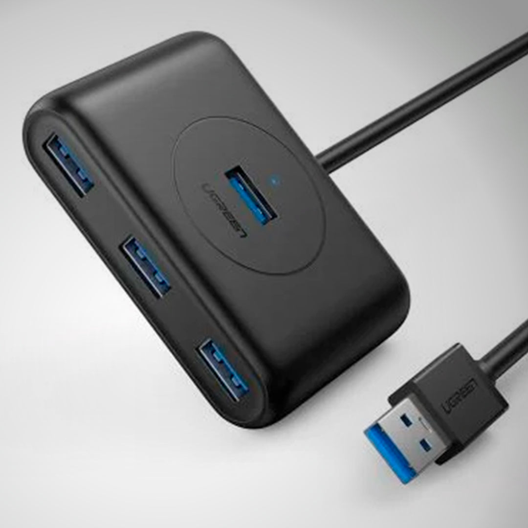 Adaptador hub USB UGREEN CR113 USB 3.0, 4 puertos, cable 0.5 m, black - Achorao