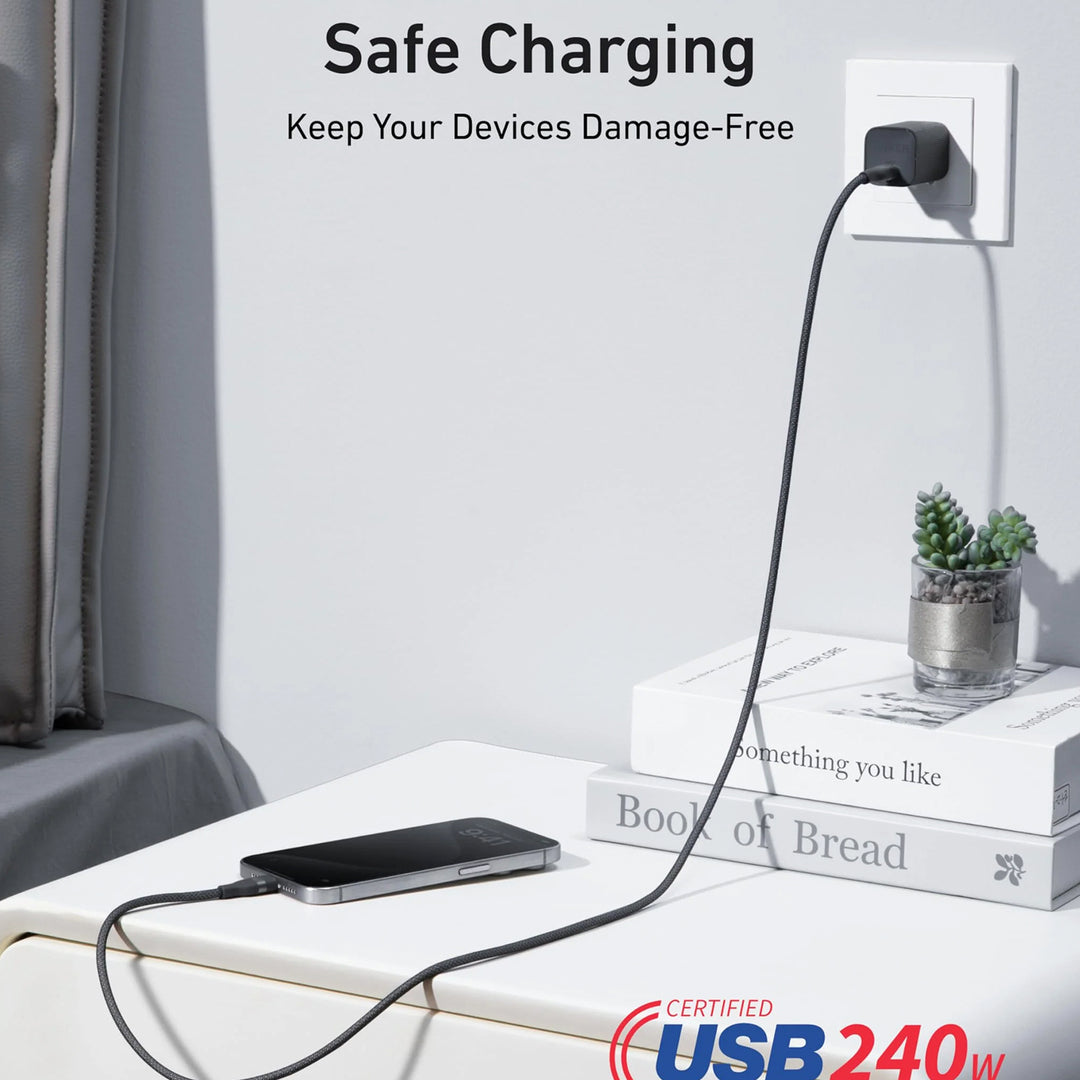 Cable de carga rápida Anker usb C a usb C 3.3FT (1m), 240W, Upcycled Braided
