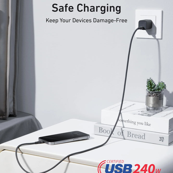Cable de carga rápida Anker usb C a usb C 3.3FT (1m), 240W, Upcycled Braided