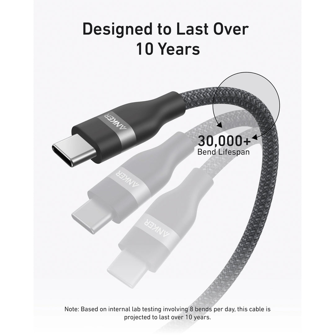 Cable de carga rápida Anker usb C a usb C 3.3FT (1m), 240W, Upcycled Braided