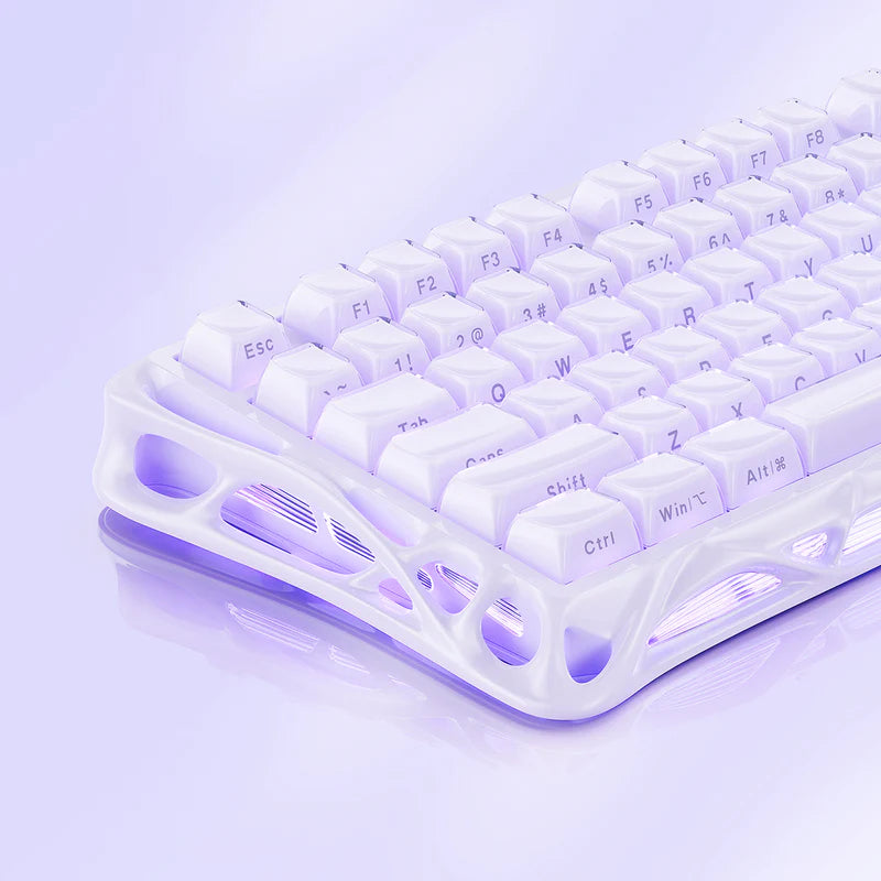 Teclado mecánico gamer Gravastar Mercury V75 HE, cableado, Lavender purple, layout inglés - Achorao