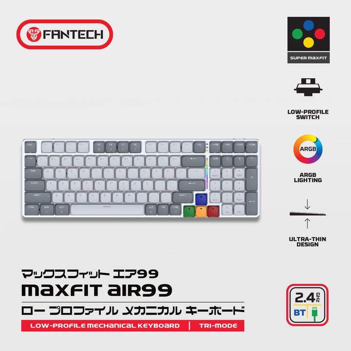 Teclado mecánico gamer FANTECH AIR99 Maxfit air, Inglés