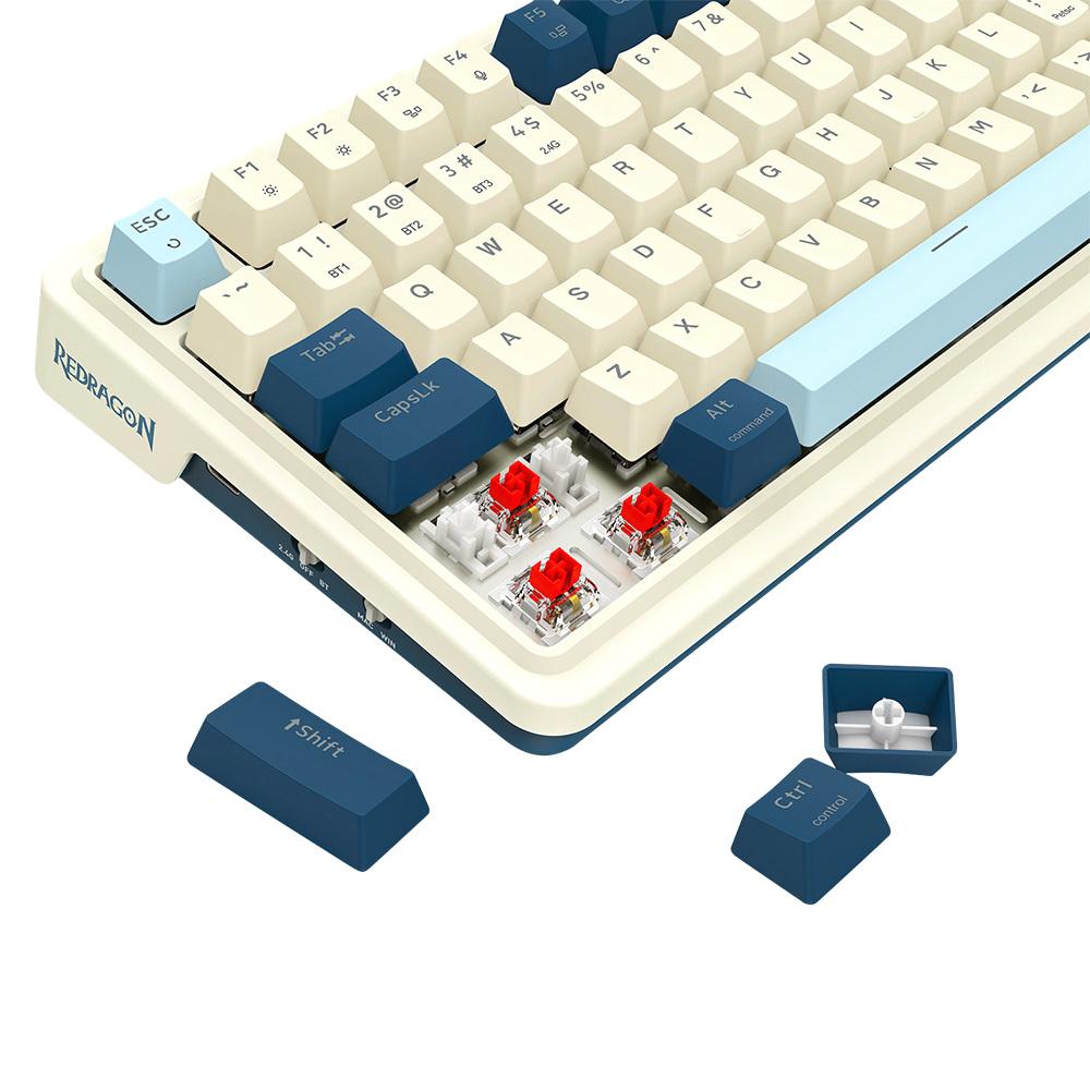 Teclado Gamer Redragon EISA K686-RGB-PRO Wireless White And Blue - Achorao