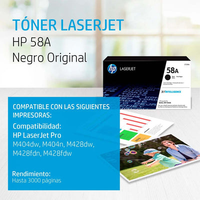Cartucho de tinta HP 58A Black LaserJet Toner Cartridge