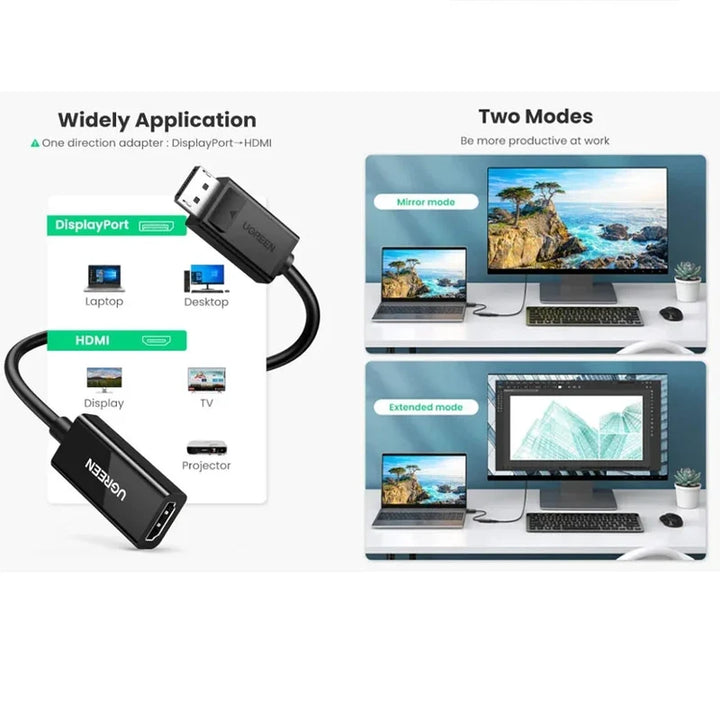 Adaptador DisplayPort a HDMI UGREEN 4K MM137 | Convertidor de PC a Monitor/TV 40363