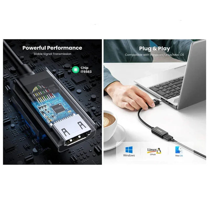 Adaptador DisplayPort a HDMI UGREEN 4K MM137 | Convertidor de PC a Monitor/TV 40363
