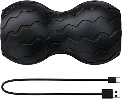 Therabody Wave Duo/ WAVEDUO-US - Rodillo de espuma ergonómicamente contorneado. Rodillo muscular habilitado para Bluetooth para tu espalda, cuello y columna vertebral con 5 frecuencias de vibración personalizables en la aplicación Therabody
