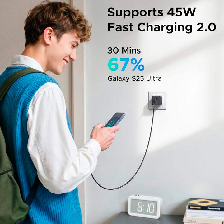 Cargador rápido UGREEN GaN de 45 W y 3 puertos X527 - Achorao