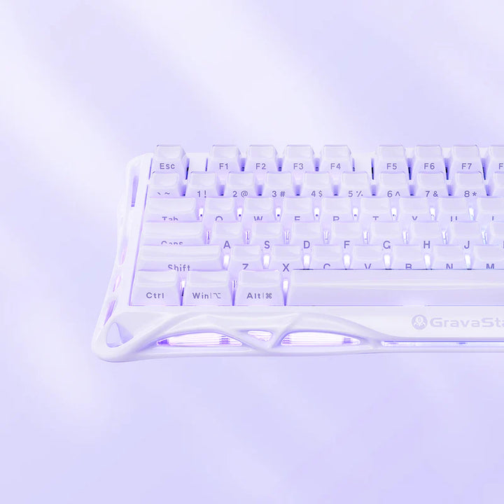 Teclado mecánico gamer Gravastar Mercury V75 HE, cableado, Lavender purple, layout inglés - Achorao