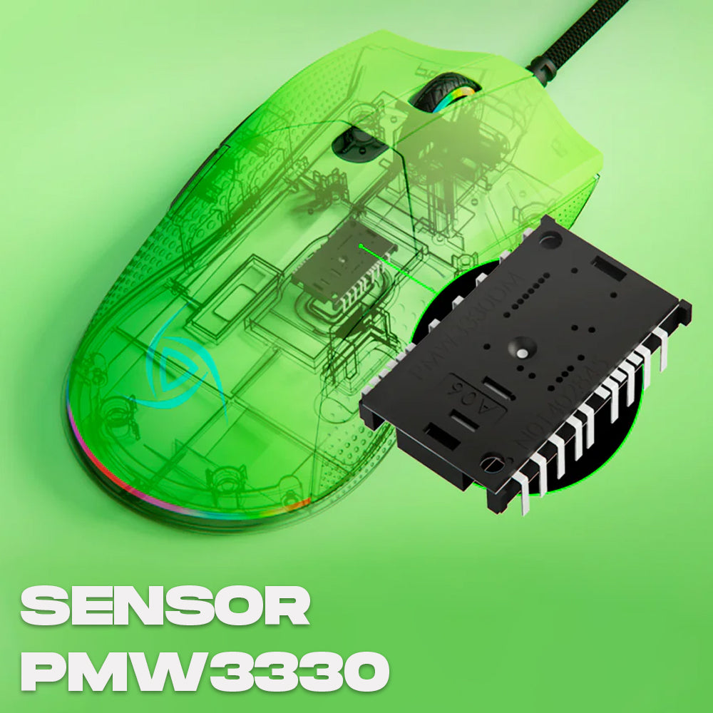 VSG Aurora Mouse Óptico Gamer Ambidiestro Ultraliviano, 6 Niveles de dpi, Gliders de Teflón, Botones Programables e Iluminación RGB, 72g