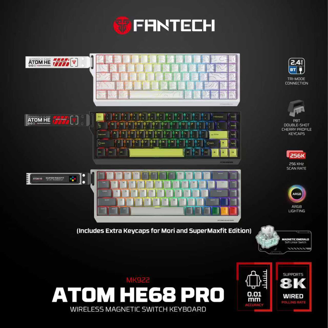 Teclado mecánico gamer FANTECH ATOM HE68 PRO mk922, Super Maxfit