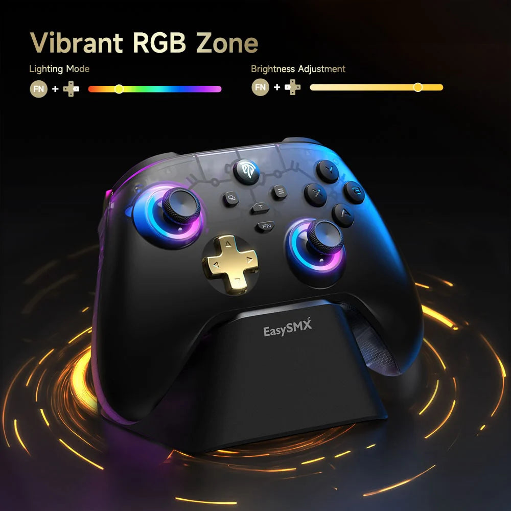 Mando Inalámbrico EasySMX D05 Black, Wifi, BT, con base de carga, RGB - Achorao