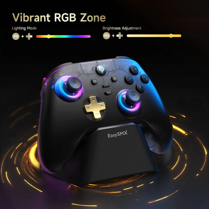 Mando Inalámbrico EasySMX D05 Black, Wifi, BT, con base de carga, RGB - Achorao