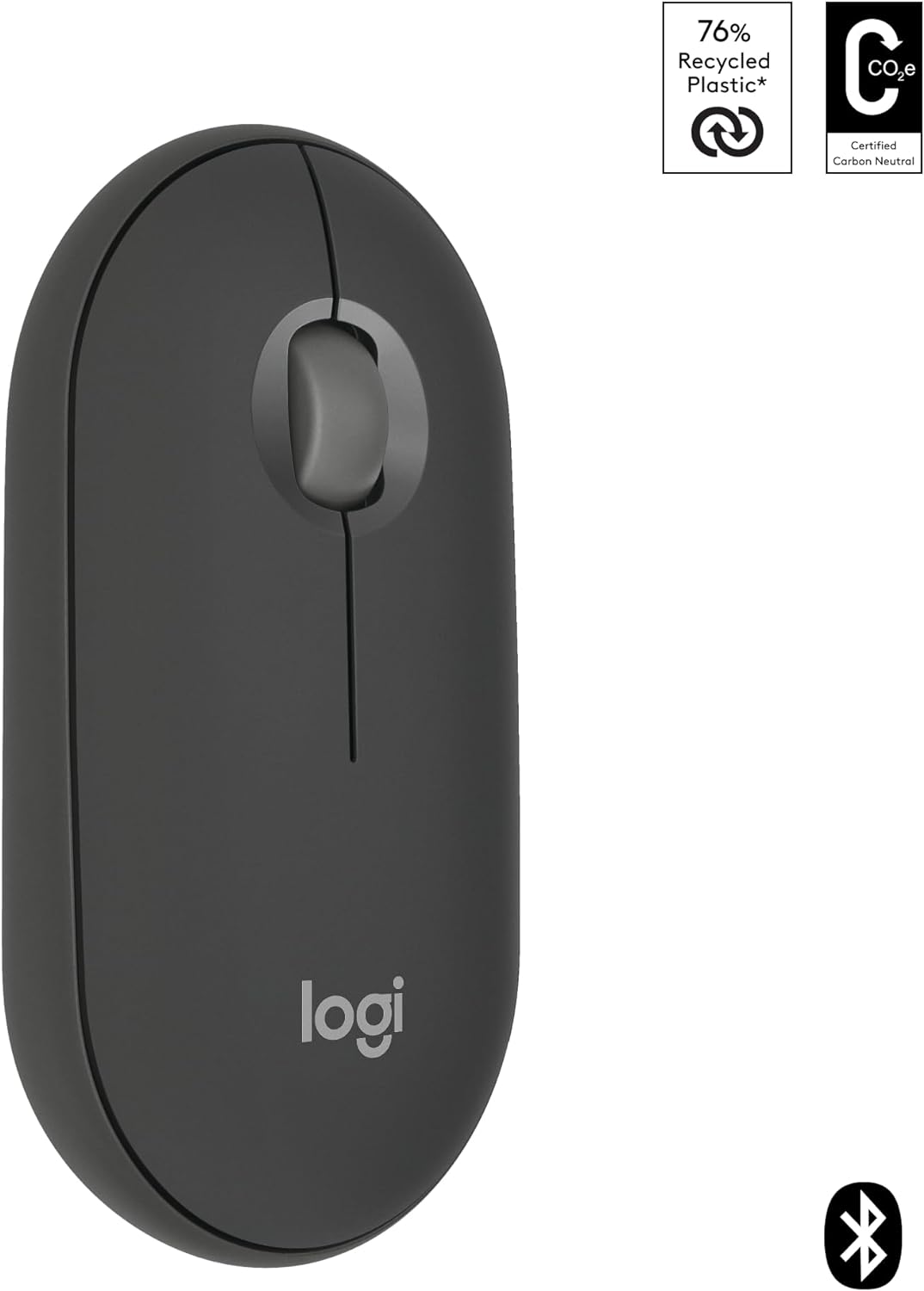 Pebble Mouse 2 M350S Bluetooth wireless ligero, personalizable, clics discretos, Easy-Switch, Windows, macOS, iPadOS, Android, ChromeOS