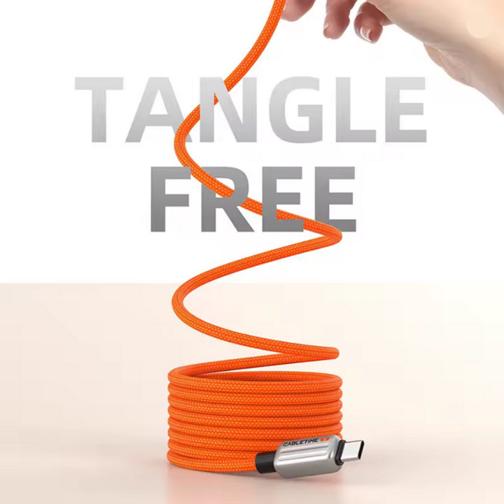 Cable Magnético Auto-Enrollable USB-C CABLETIME | Carga Ultra PD 240W, Naranja