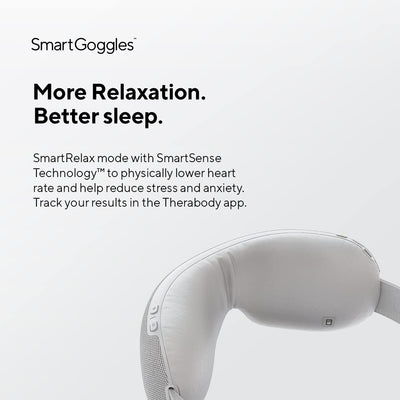 Therabody SmartGoggles US/AU - dispositivo de masaje facial biométrico calentado, gafas de vibración para aliviar el estrés habilitadas con Bluetooth, 3 modos personalizados para aliviar la migraña y mejorar el sueño utilizando la tecnología SmartSense