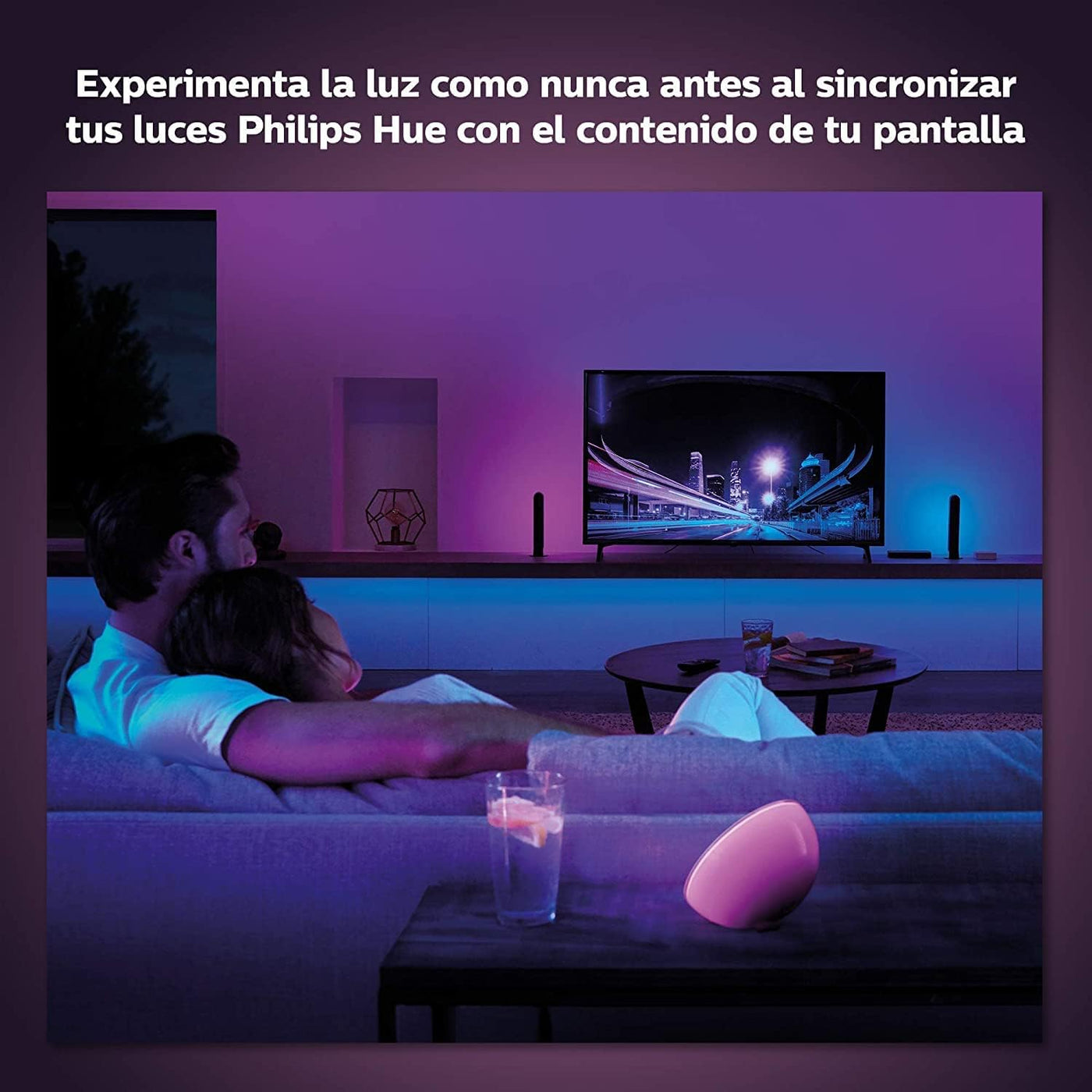 Philips Hue - Play HDMI Sync Box, iluminación envolvente para entretenimiento en TV y Gaming, Sincroniza con tus contenidos. Compatible con Alexa y Google Home