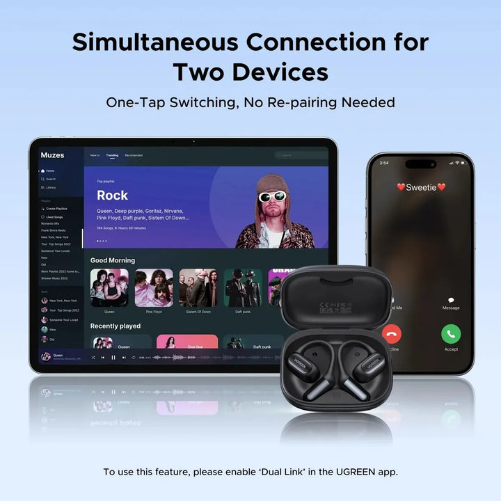 Audífonos inalámbricos UGREEN FitBuds Black WS213