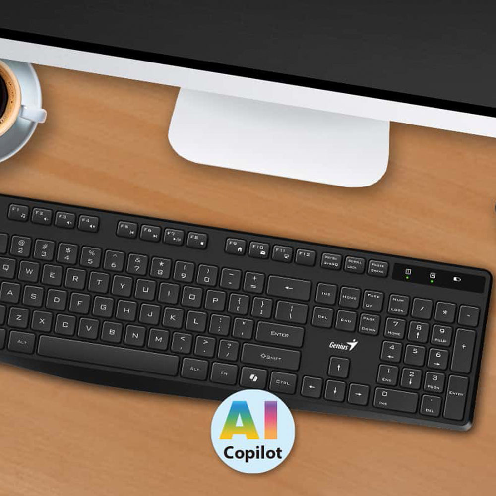Combo teclado y mouse inalámbrico Genius KM-8206S Silent, tecla Copilot AI - Achorao