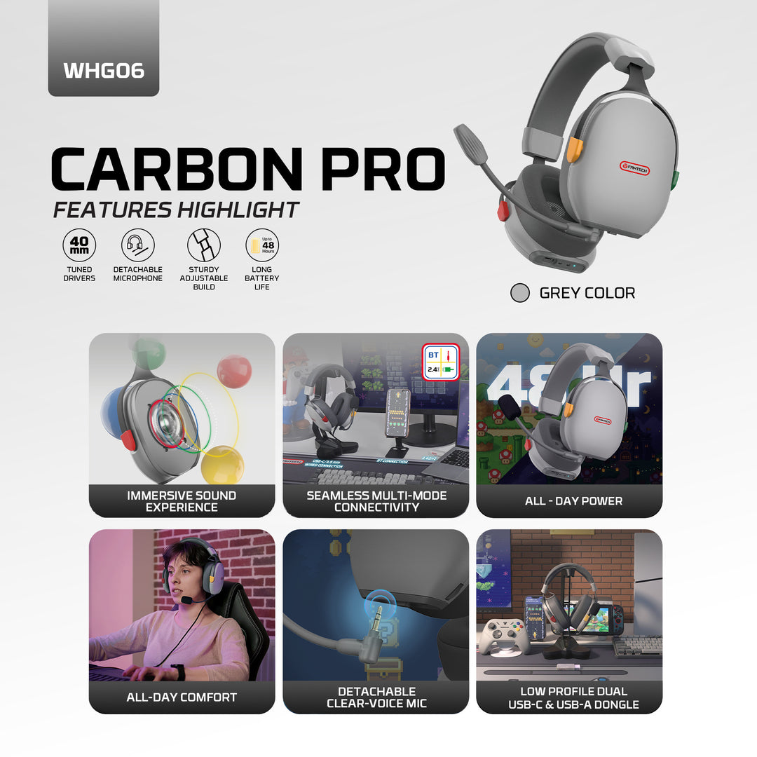 Audífonos gamer FANTECH WHG06 Carbon pro, Supermaxfit