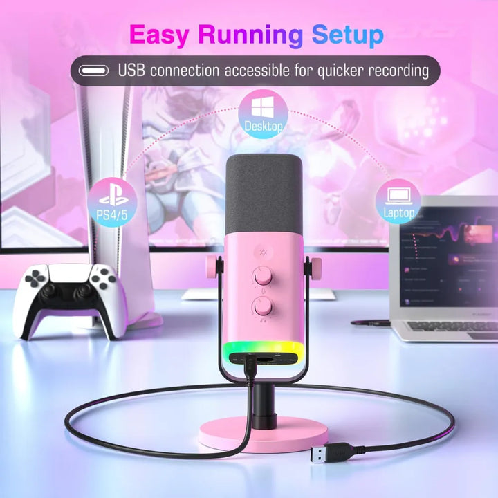 Micrófono dinámico FIFINE AM8 con RGB Touch-mute Pink - Achorao