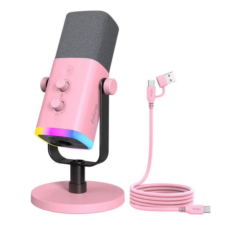 Micrófono dinámico FIFINE AM8 con RGB Touch-mute Pink - Achorao